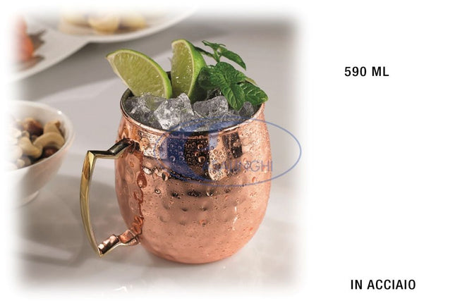 Moscow Mule Mug Ml.590 Bombata Acciaio Cocktail Leone