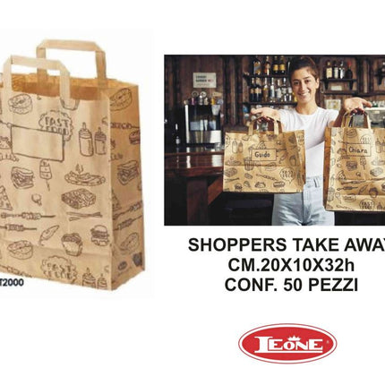 Leone Busta Shoppers Take Away: Praticità E Resistenza In Varie Dimensioni (Confezione 50 Pezzi) Leone