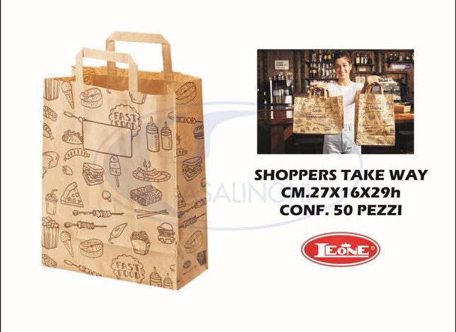 Leone Busta Shoppers Take Away: Praticità E Resistenza In Varie Dimensioni (Confezione 50 Pezzi) Leone