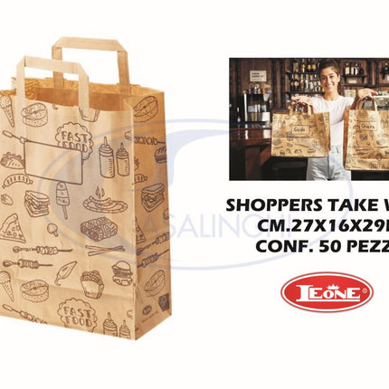 Leone Busta Shoppers Take Away: Praticità E Resistenza In Varie Dimensioni (Confezione 50 Pezzi) Leone