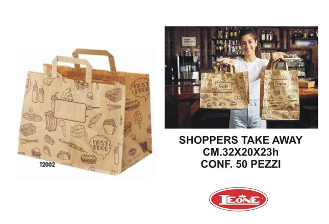 Leone Busta Shoppers Take Away: Praticità E Resistenza In Varie Dimensioni (Confezione 50 Pezzi) Leone