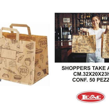 Leone Busta Shoppers Take Away: Praticità E Resistenza In Varie Dimensioni (Confezione 50 Pezzi) Leone