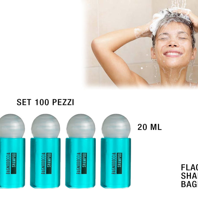 FLACONE SHAMPOO BAGNODOCCIA DAISY ML.20 AZZURRO CONFEZIONE 100 PEZZI