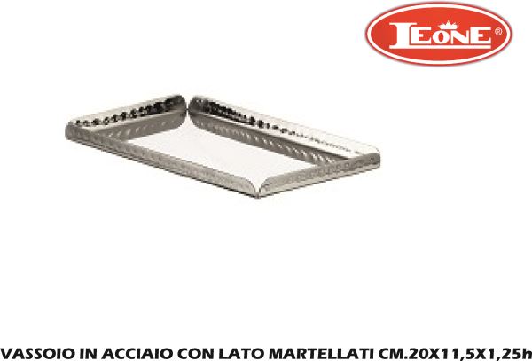 Vassoio In Acciaio Con Lato Martellati Cm.20X11,5X1,25H
