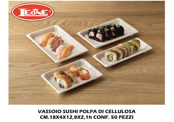 Vassoio Sushi Polpa Di Cellulosa Set 50 Pz. Cm.18