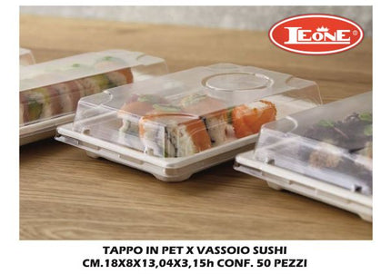 Coperchio Pet X Vassoio Sushi Set 50 Pz. Cm.18