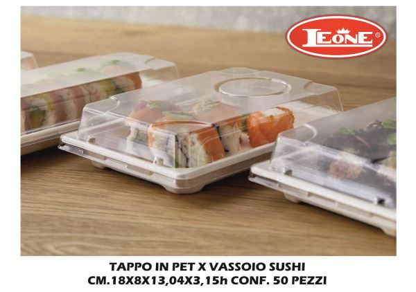 Coperchio Pet X Vassoio Sushi Set 50 Pz. Cm.18