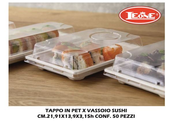 Coperchio Pet X Vassoio Sushi Set 50 Pz. Cm.21