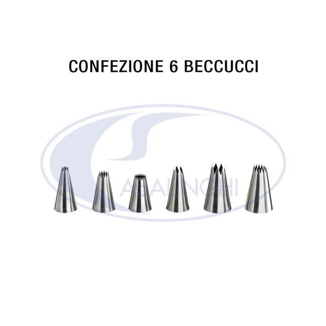 Leone Beccucci in Acciaio 18/10: Set 6 Pz. per Sac à Poche (Punta Tonda e Stella Cm. 2,5x4h) - Tutto Tutto Meno Meno