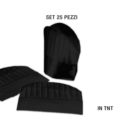 Leone Cappello Chef In Tnt: Set 25 Pezzi (Cm. 28,5X24) Per Un Look Da Cuoco Impeccabile Nero Leone