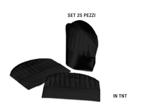 Leone Cappello Chef In Tnt: Set 25 Pezzi (Cm. 28,5X24) Per Un Look Da Cuoco Impeccabile Nero Leone