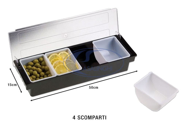 Leone Portacondimenti Plastica Con Scomparti Per Salse E Stuzzichini Aperitivo Cm 50X15,5X9H Leone
