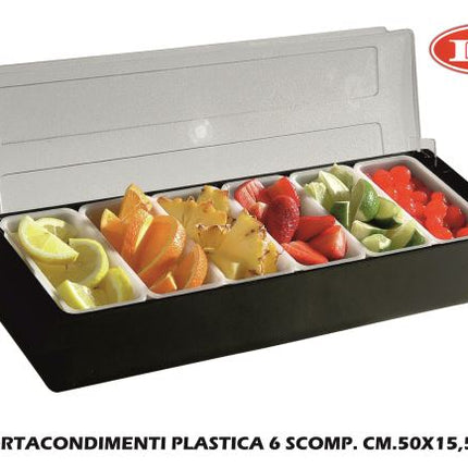 Portacondimenti Plastica 6 Scomp. Cm.50X15