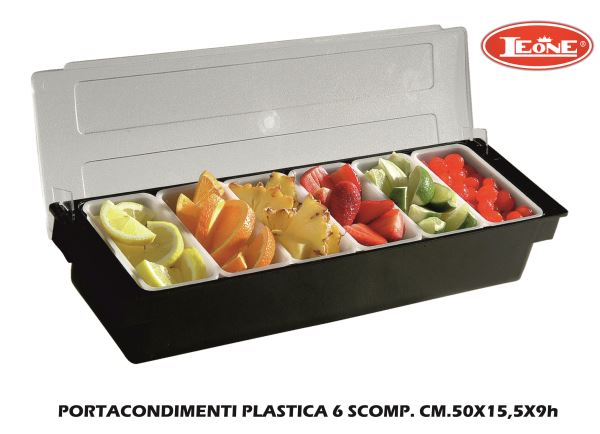 Portacondimenti Plastica 6 Scomp. Cm.50X15