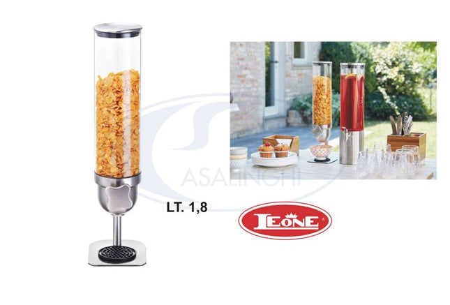 Dispenser Cereali In Vetro E Acciaio Lt.1,8 Colazione Leone