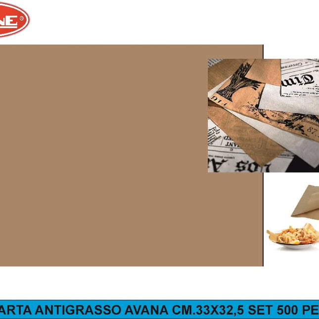Carta Antigrasso Avana Cm.33X32,5 Set 500 Pezzi Leone