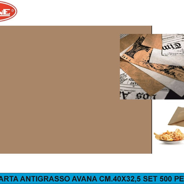 Carta Antigrasso Avana Cm.40X32,5 Set 500 Pezzi Leone