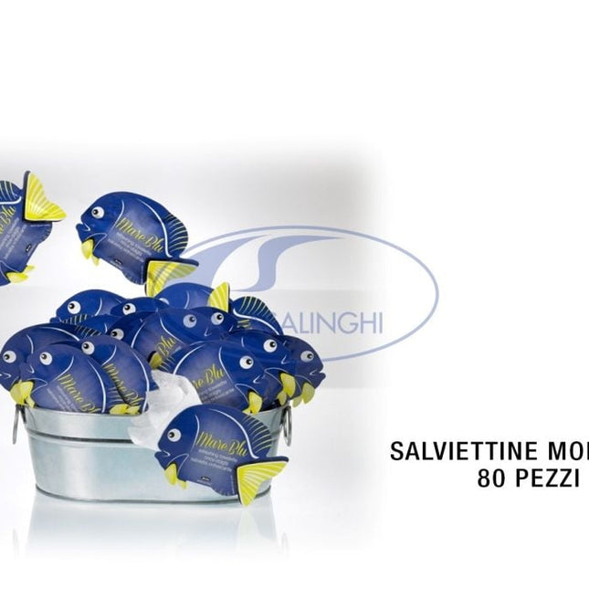 Salviette Rinfrescanti Monouso Set 80 Pz. Mare Blu Pesce-8024112000170