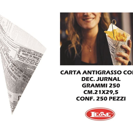 Carta Antigrasso Cono Jurnal Conf. 250 Pz. Cm.21X29,5 Gr.251 Leone