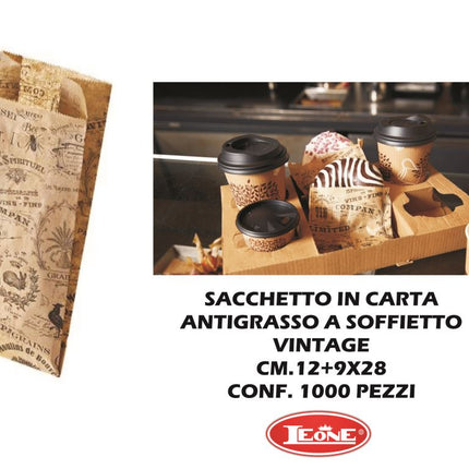 Sacchetto Carta Antigrasso Conf. 1000 Pz. Cm.12+9X 28H Leone