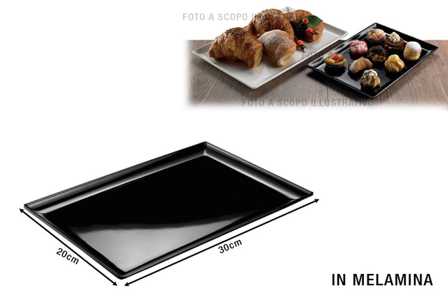 Leone Vassoio Topazio Cm. 30X20X2H In Melamina Per Antipasto E Servizio Nero Leone