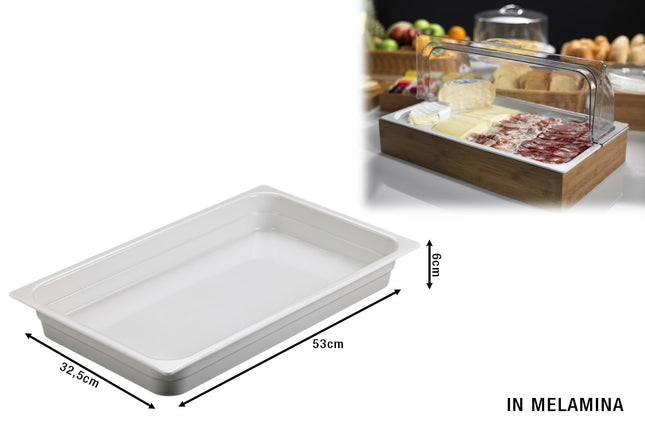 Leone Piatto Gastronomia 1/1 Bianco: Standard Gastronorm Per Catering E Buffet 53x32,5x6h cm Leone