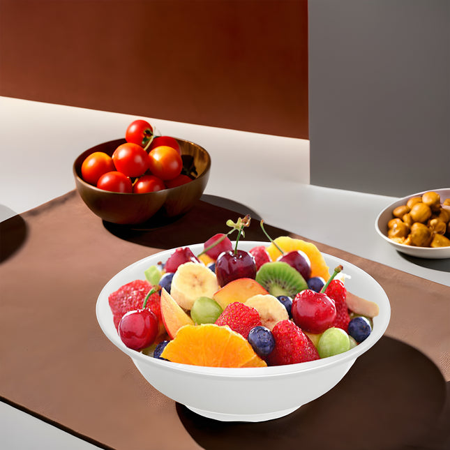 Piatto Fondo In Melamina Resistente Bianco Ø20X6,5 Cm | Per Zuppe, Finger Food, Dessert, Aperitivi, Antipasti, Stoviglie Moderne Leone