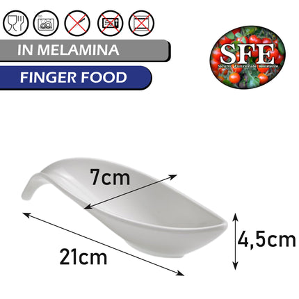 Salsiera In Melamina Bianca 21X7X4.5H Cm, Elegante, Resistente, Ideale Per Salse E Condimenti Per Antipasti, Finger Food, Aperitivi
