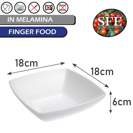 Leone Ciotola Quadrata In Melamina Bianca: Eleganza Resistente Per Antipasti E Finger Food Leone