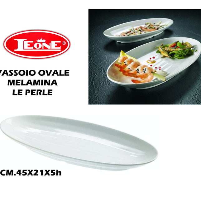 Vassoio Ovale Melamina Bianco Cm.45X21X5H-8024112001283