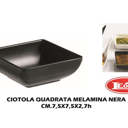 Ciotola Quadrata Melamina Nera Cm.7