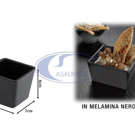 Coppetta Quadra Melamina Cm.7X7X6H Nero-8024112001429