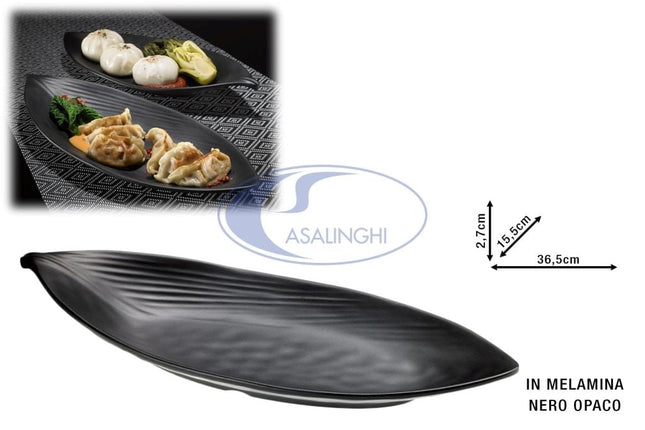 Foglia Nero Opaco Cm.36,5X15,5X2,7H Melamina Antipasto Leone