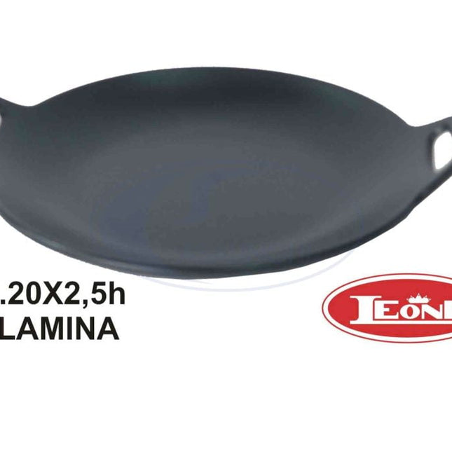 Leone Padellina Melamina Nero Tonda Cm.20X2,5H 2 Manici Dolci Rustici Stuzzichini Leone