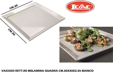 Vassoio Melamina Quadrato Cm.30X30X2,5H Bianco
