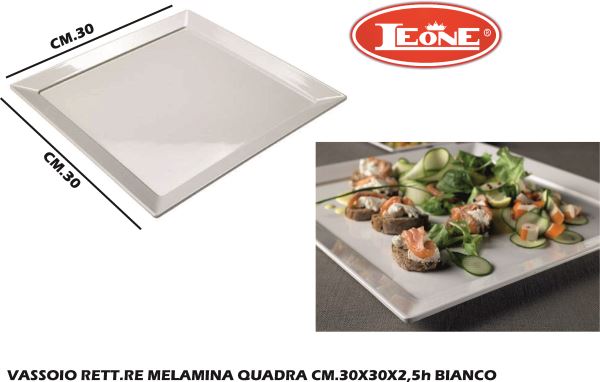 Vassoio Melamina Quadrato Cm.30X30X2,5H Bianco