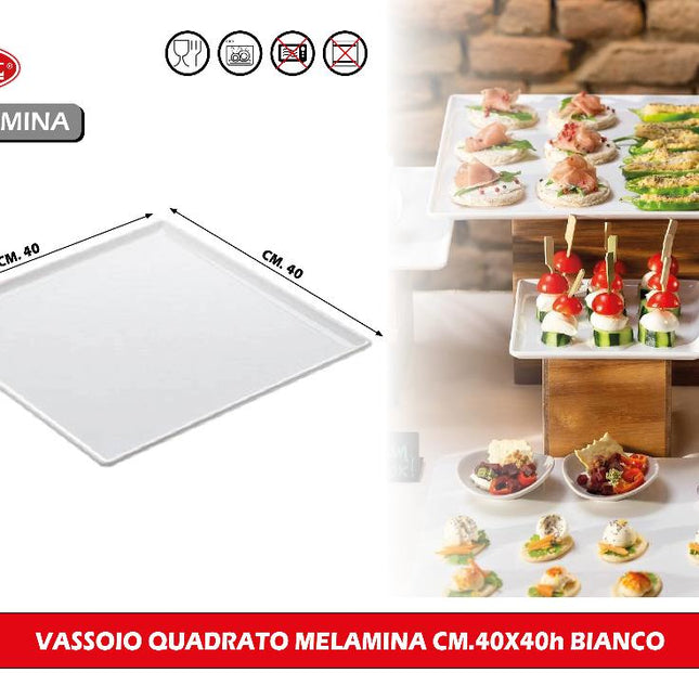 Vassoio Quadrato Melamina Cm.40X40H Bianco