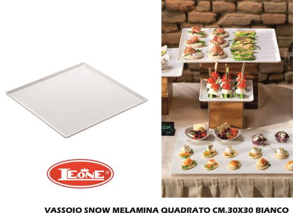 Leone Vassoio Snow Melamina Quadrato In Vari Dimensioni Per Uso Quotidiano E Decorativo