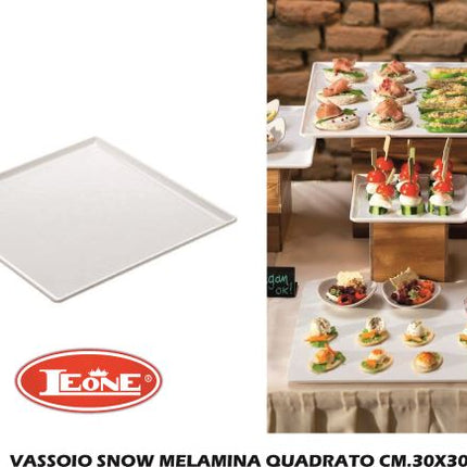 Leone Vassoio Snow Melamina Quadrato In Vari Dimensioni Per Uso Quotidiano E Decorativo
