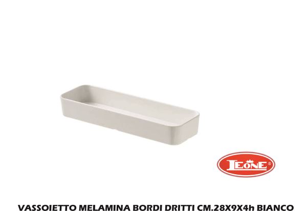 Vassoietto Melamina Bordi Dritti Cm.28X9X4H Bianco