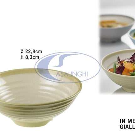 Leone Ciotola Tonda In Melamina: 22,8X8,3 Cm, Versatile Per Uso Quotidiano E Decorativo Giallo-Bianco Leone