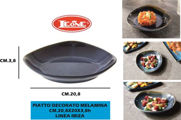 Piatto Decorato Melamina Cm.20,8X20X3,8H Linea Ibiza Leone