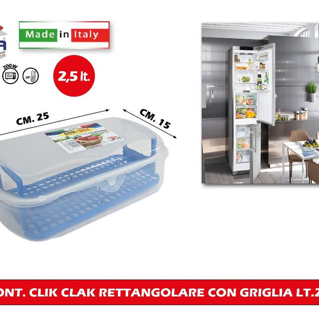 Cont. Clik Clak Rettangolare Con Griglia Lt.2,5