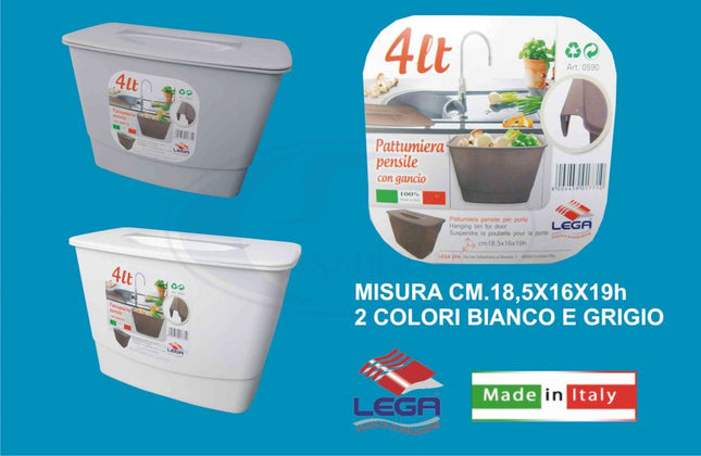 Pattumiera Pensile Con Gancio Lt.4 Cm.18,5X16X19H LE.GA