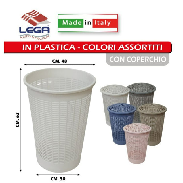 Cestone Forato Con Coperchio Rattan Biancheria Bucato Giocattoli Colori Assortiti LE.GA
