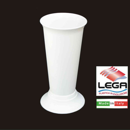 Lega| Portafiori In Plastica Colore Bianco | Altezza 26 Cm, Diametro Circolare 12,5 Cm.