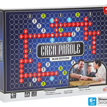 Play Game Crea Parole Blue Edition Gioco da Tavolo Età 6+ | Gioco di Società Educativo con Tabellone e Tessere Lettere per Bambini e Famiglia, Dimensione Imballo 36x26,5x4,5 cm Tutto Tutto Meno Meno®