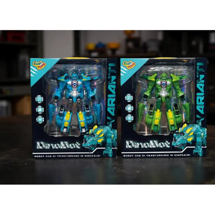 Robot Trasformabile Dinosauro DINOBOT: Giocattolo 2-in-1 (Verde/Blu) | Per Bambini International