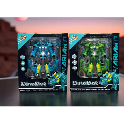 Robot Trasformabile Dinosauro DINOBOT: Giocattolo 2-in-1 (Verde/Blu) | Per Bambini International