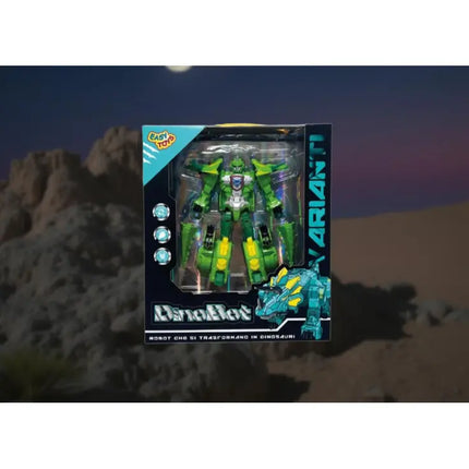 Robot Trasformabile Dinosauro DINOBOT: Giocattolo 2-in-1 (Verde/Blu) | Per Bambini International
